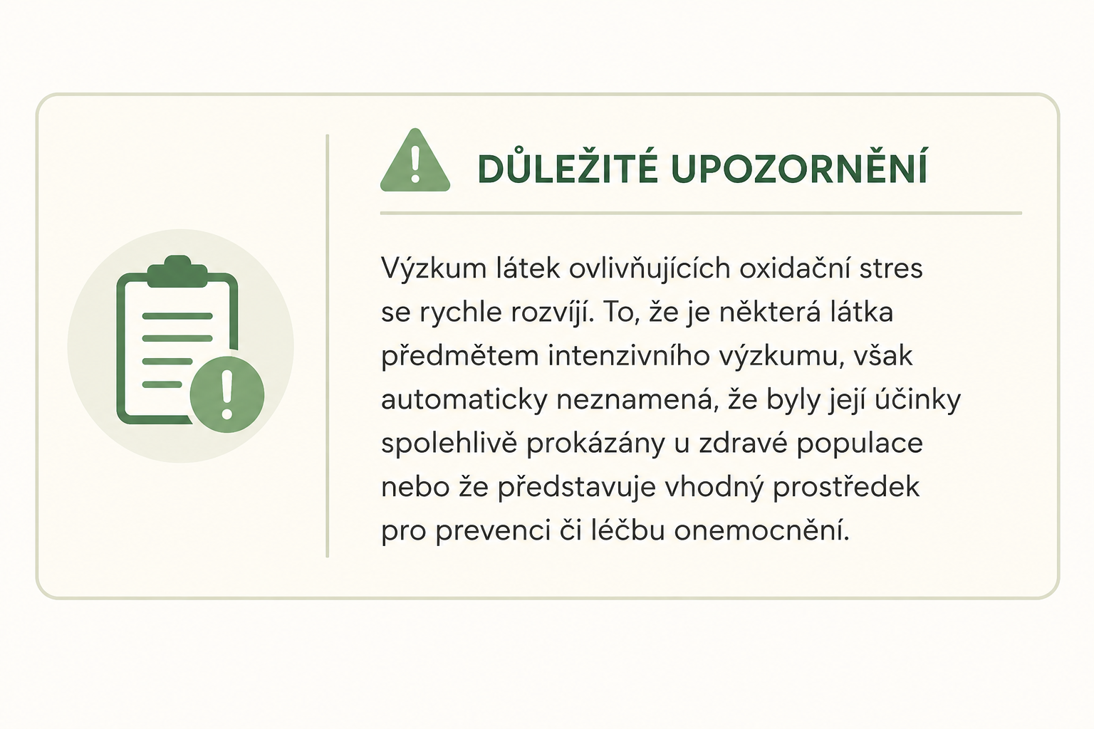Upozornění — antioxidanty